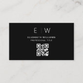 Minimalistisches Monogramm mit schwarzem QR-Code Visitenkarte (Vorderseite)