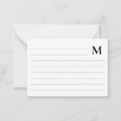 Minimalistisches Monogramm Mitteilungskarte (Rückseite)