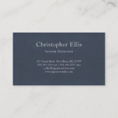 Minimalistisches Monogramm | Mitternachtsblau Visitenkarte (Rückseite)