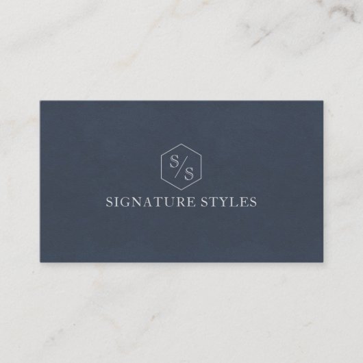 Minimalistisches Monogramm | Mitternachtsblau Visitenkarte (Vorderseite)