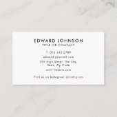 Minimalistisches Monogramm Modern Beruflich Visitenkarte (Rückseite)