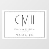 Minimalistisches Monogramm Modern Professionell Fensteraufkleber (Blatt)