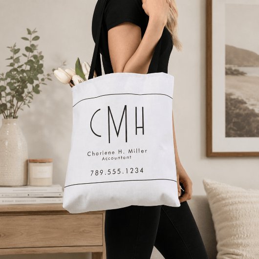 Minimalistisches Monogramm Modern Professionell Tasche