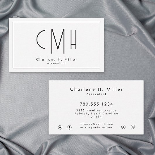 Minimalistisches Monogramm Modern Professionell Visitenkarte