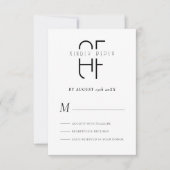 Minimalistisches Monogramm, modern weiß RSVP Karte (Vorderseite)