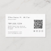 Minimalistisches Monogramm Modernes QR-Code Profes Visitenkarte (Rückseite)