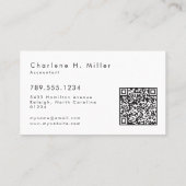 Minimalistisches Monogramm Modernes QR-Code-Profil Visitenkarte (Rückseite)