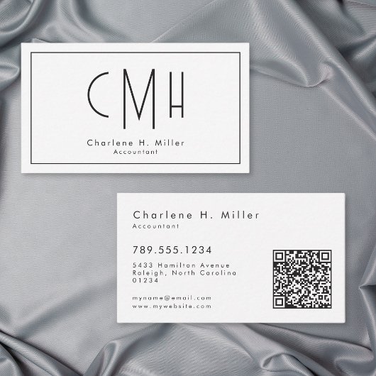 Minimalistisches Monogramm Modernes QR-Code-Profil Visitenkarte