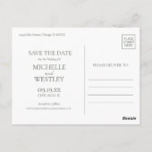 Minimalistisches Monogramm Moos Save the Date grün Postkarte (Rückseite)