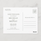 Minimalistisches Monogramm Moss Green Foto Save th Postkarte (Rückseite)