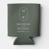 Minimalistisches Monogramm Moss Green Wedding Dosenkühler (Vorderseite)