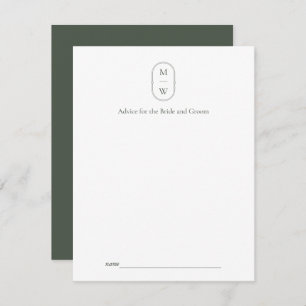 Minimalistisches Monogramm Moss Green Wedding Hinweiskarte