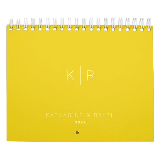 Minimalistisches Monogramm Mustard Yellow Newlyn-F Kalender (Titelbild)