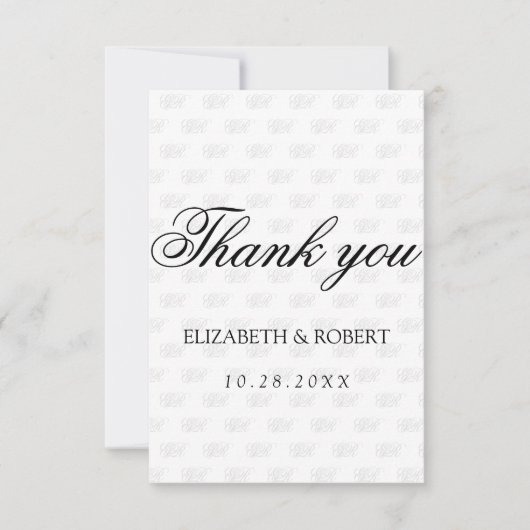 Minimalistisches Monogramm-Muster Dankeskarte (Vorderseite)