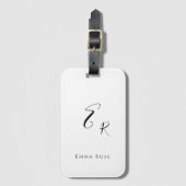 Minimalistisches Monogramm Name Elegante Schriftar Gepäckanhänger (Vorderseite Vertikal)