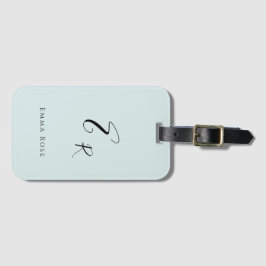 Minimalistisches Monogramm Name Elegantes Mintgrün Gepäckanhänger