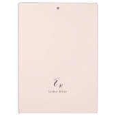 Minimalistisches Monogramm Name Elegantes Rosa Klemmbrett (Rückseite)