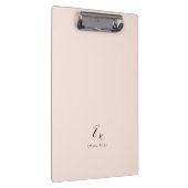 Minimalistisches Monogramm Name Elegantes Rosa Klemmbrett (Rechts)