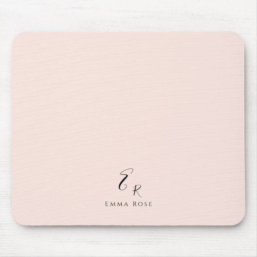 Minimalistisches Monogramm Name Elegantes Rosa Mousepad (Vorne)