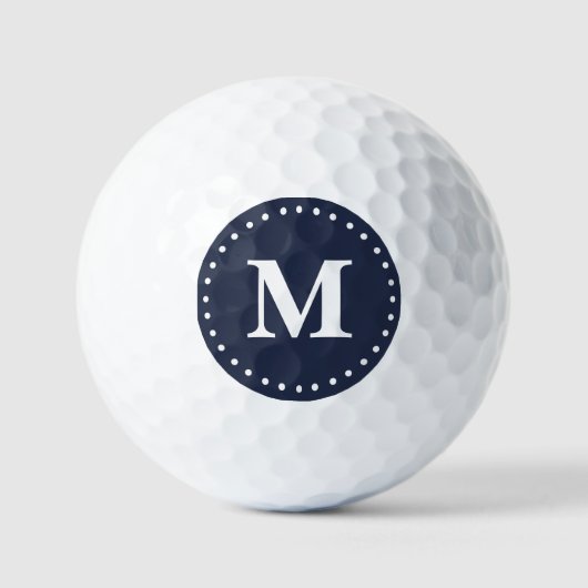 Minimalistisches Monogramm Navy Blue Golfball (Vorderseite)