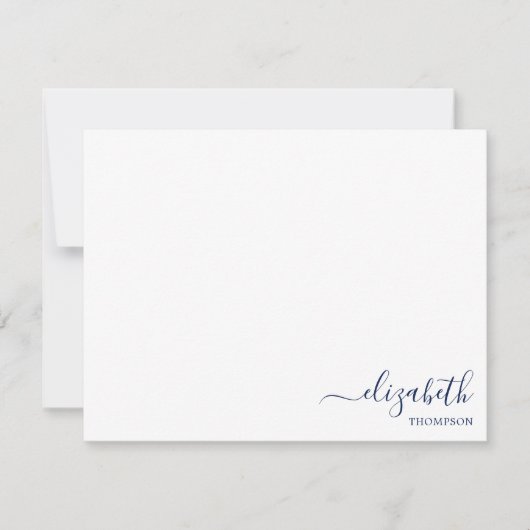 Minimalistisches Monogramm Navy Blue Mitteilungskarte (Vorderseite)