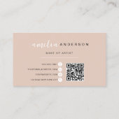 Minimalistisches Monogramm Neutrales Beige QR-Code Visitenkarte (Rückseite)