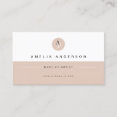 Minimalistisches Monogramm Neutrales Beige QR-Code Visitenkarte (Vorderseite)
