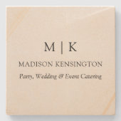 Minimalistisches Monogramm oder Add-Logo-Business- Steinuntersetzer (Vorderseite)