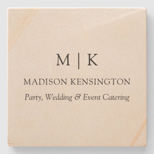 Minimalistisches Monogramm oder Add-Logo-Business- Steinuntersetzer (Vorderseite)