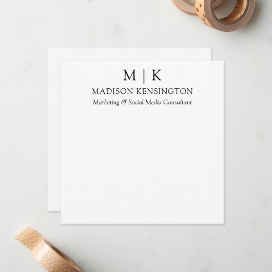 Minimalistisches Monogramm oder Hinzufügen von Log Mitteilungskarte (Vorderseite/Rückseite Beispiel)