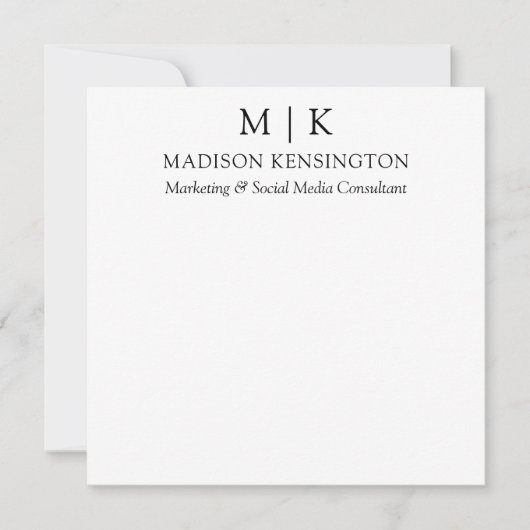 Minimalistisches Monogramm oder Hinzufügen von Log Mitteilungskarte (Vorderseite)