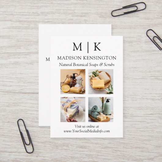 Minimalistisches Monogramm oder Logo hinzufügen 4 Visitenkarte (Vorderseite/Rückseite Beispiel)