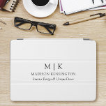 Minimalistisches Monogramm oder Logo hinzufügen iPad Air Hülle<br><div class="desc">Moderne Minimalistische Tablet Cover. Schwarz & Weiß oder wählen Sie Ihre eigenen Farben. Ideal für Firmen,  kleine Unternehmen,  Firmenmarken,  Selbstständige und mehr. Einfach mit Ihren Monogramm-Initialen,  Firmennamen und Informationen,  Jobtitel,  Slogan oder sogar mit Ihrem Logo oder persönlichem Markendesign personalisieren.</div>