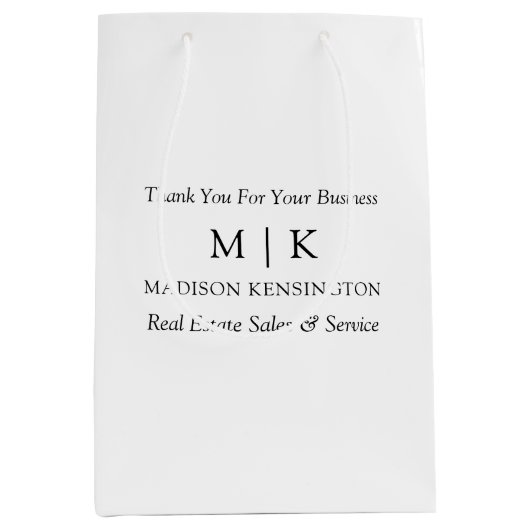 Minimalistisches Monogramm oder Logo hinzufügen Mittlere Geschenktüte (Vorderseite)
