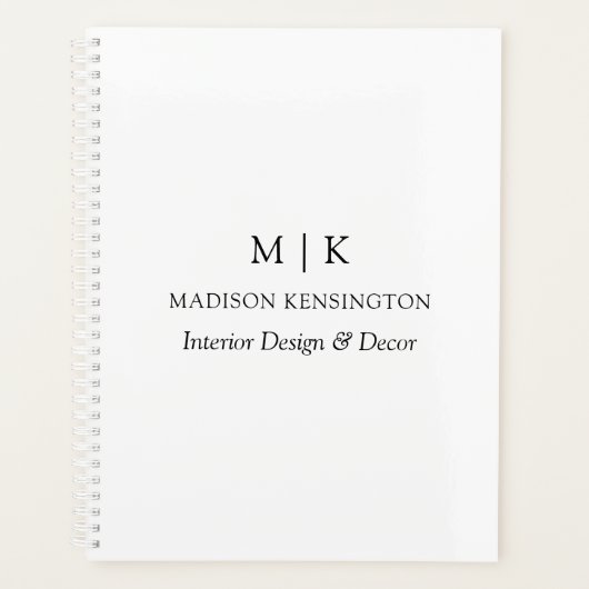 Minimalistisches Monogramm oder Logo hinzufügen Planer (Vorderseite)