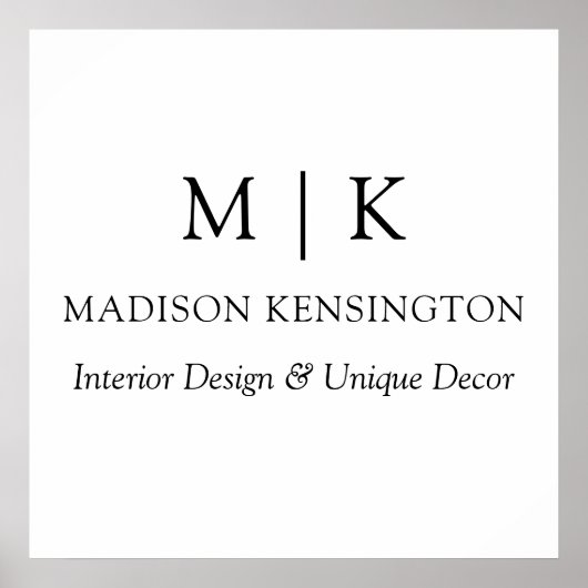 Minimalistisches Monogramm oder Logo hinzufügen Poster (Vorne)