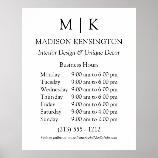 Minimalistisches Monogramm oder Logo hinzufügen Poster (Vorne)