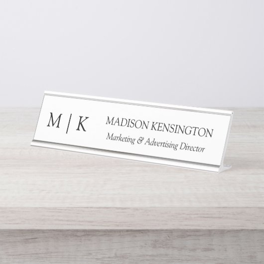 Minimalistisches Monogramm oder Logo hinzufügen Schreibtischnamensplakette (Vorderseite )