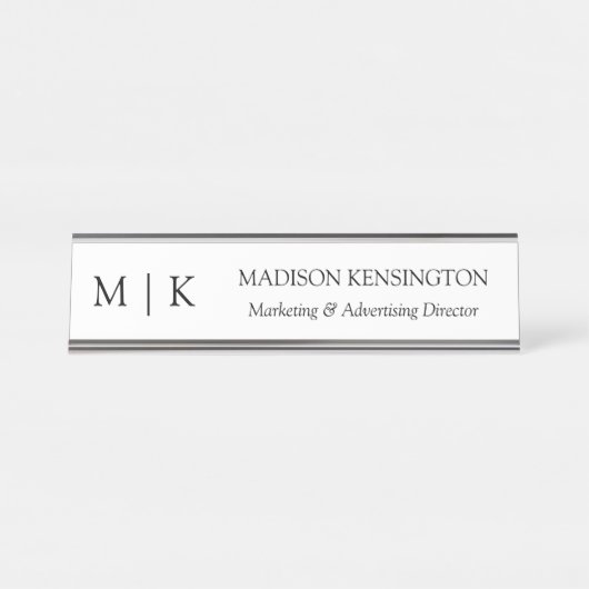 Minimalistisches Monogramm oder Logo hinzufügen Schreibtischnamensplakette (Vorderseite )