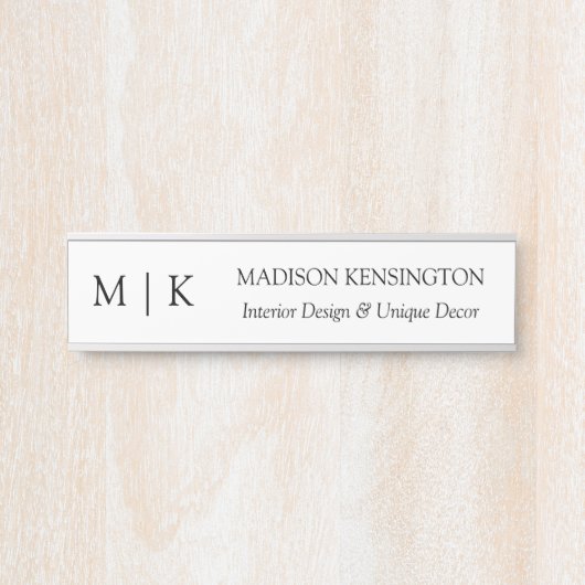 Minimalistisches Monogramm oder Logo hinzufügen Türschild (Vorderseite )