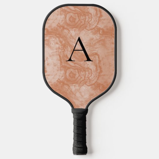 Minimalistisches Monogramm Orange-Holzkörnchen Pickleball Schläger (Vorderseite)