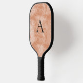 Minimalistisches Monogramm Orange-Holzkörnchen Pickleball Schläger (Links)