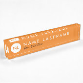 Minimalistisches Monogramm-orange Namensplakette