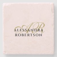 Minimalistisches Monogramm Pastellfarben Rosa Schw