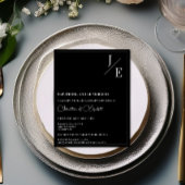 Minimalistisches Monogramm-Probe | Schwarz Einladung