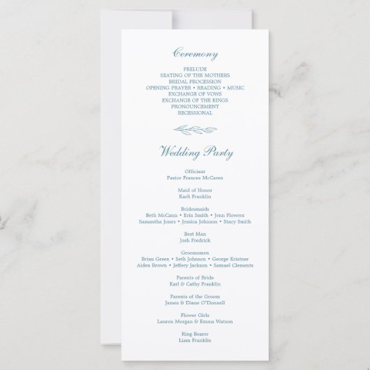 Minimalistisches Monogramm-Programm für feierliche (Rückseite)