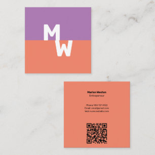 Minimalistisches Monogramm-Quadrat Pastell-QR-Code Quadratische Visitenkarte