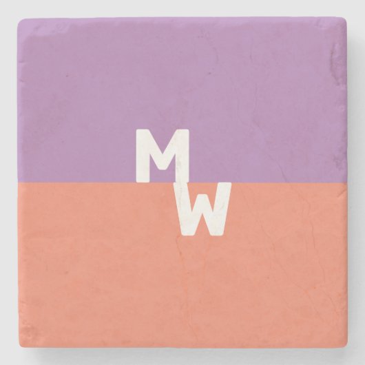 Minimalistisches Monogramm-Quadrat Pastell QR Code Steinuntersetzer (Vorderseite)