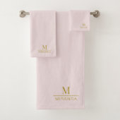 Minimalistisches Monogramm Rosa Badhandtuch Set (Insitu)