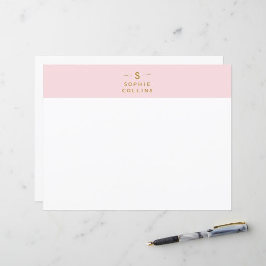 Minimalistisches Monogramm Rosa Rosa (Vorderseite/Rückseite Beispiel)